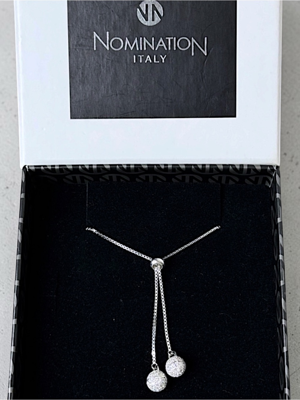 NWT Nomination Italy Pavé Crystal Adjustable Lariat Bolo Necklace w/ Box